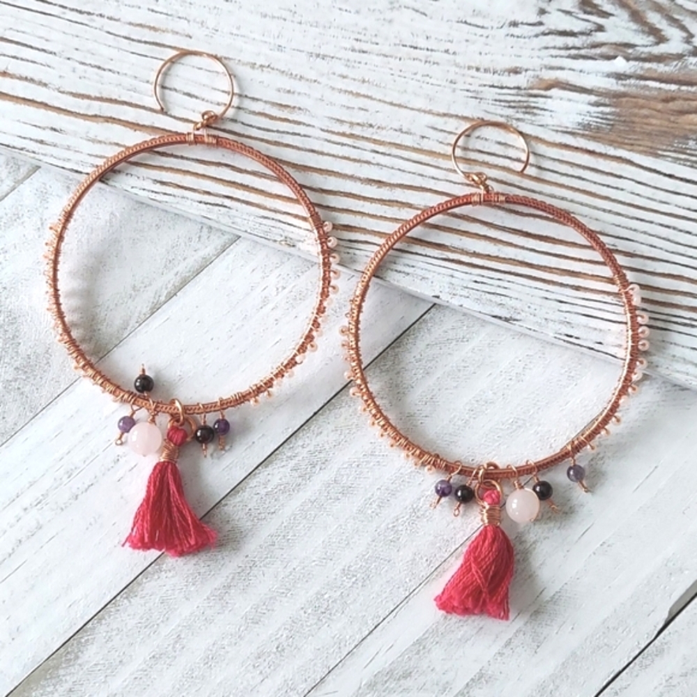 Artisan Jewelry Collection - Versilia Beaded Hoop Earrings